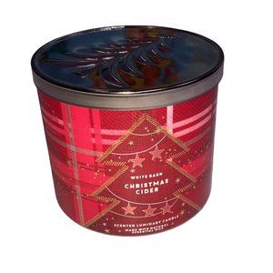 BATH & BODY WORKS WHITE BARN Christmas Cidar 3 Wick Scented Jar Candle 14.5oz,